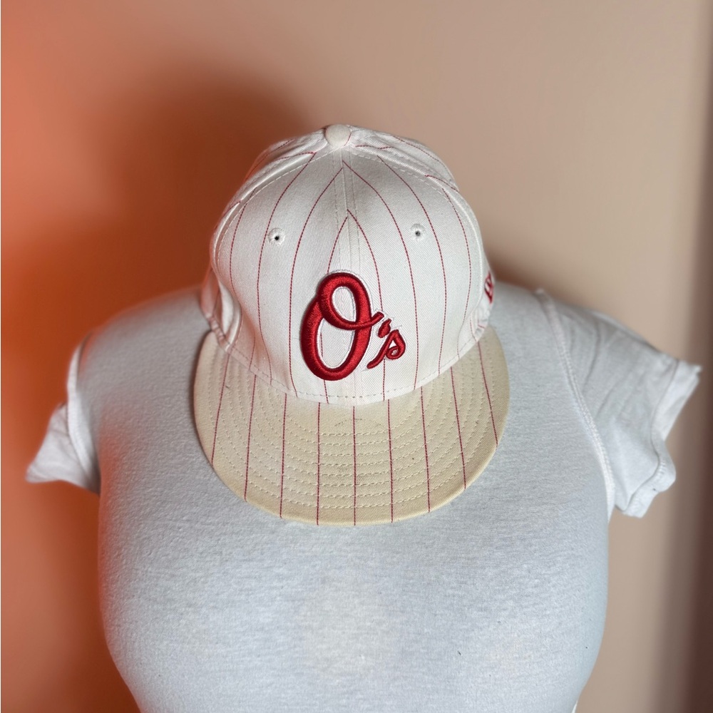 New Era White and Red Pinstripe Hat